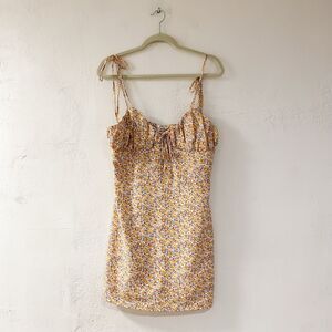 Isalis Floral Mini Dress in Purple Orange Large